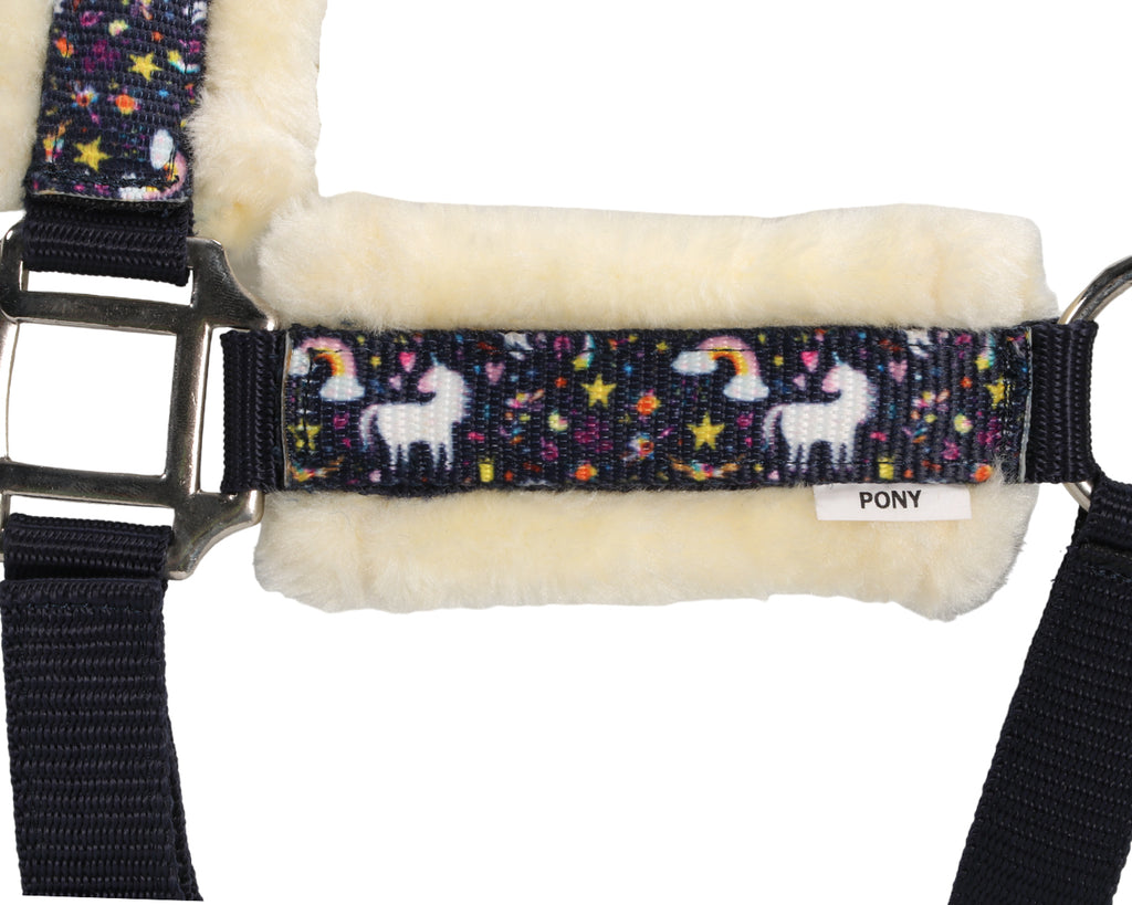 Bambino Nylon Unicorn Halter for horses and ponies - Navy Unicorn