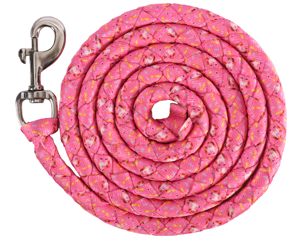 Bambino Polyester Unicorn Lead - premium poly web lead rope in pink unicorn design perfect for ponies and miniature horses