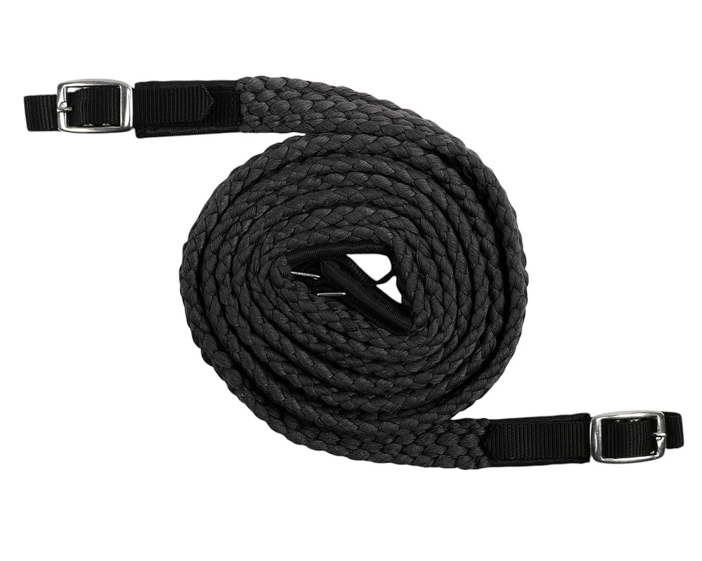 Soft Plaited Pony Reins - Black