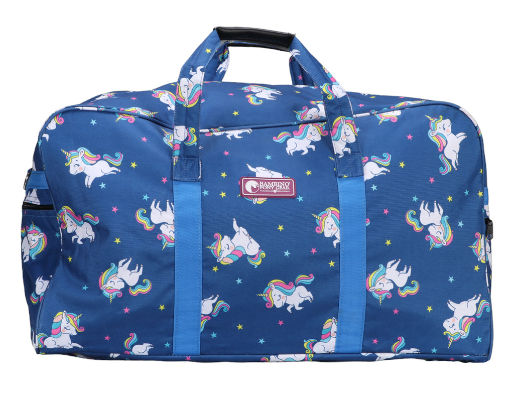 Bambino Overnight Travel Bag in Unicorn Limited Edition print, perfect for travelling to horse competitions