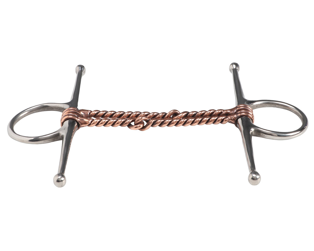 Full Cheek Snaffle Bit w/Twisted Double Copper Wire Mouth