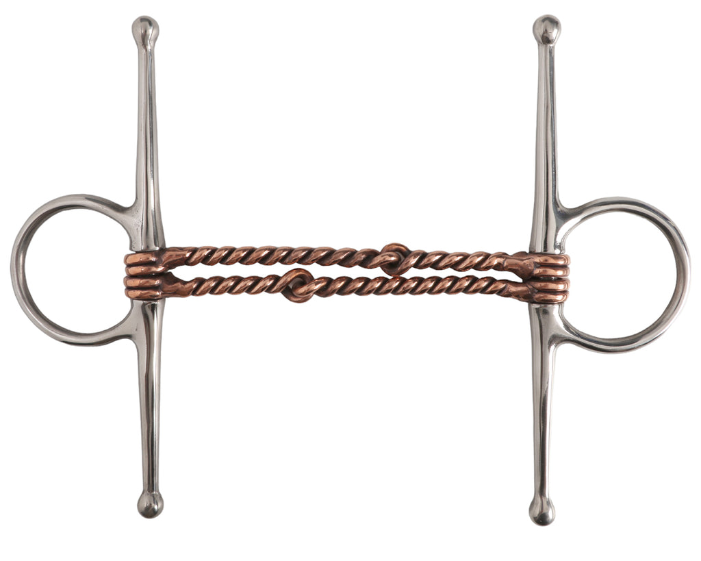 Full Cheek Snaffle Bit w/Twisted Double Copper Wire Mouth