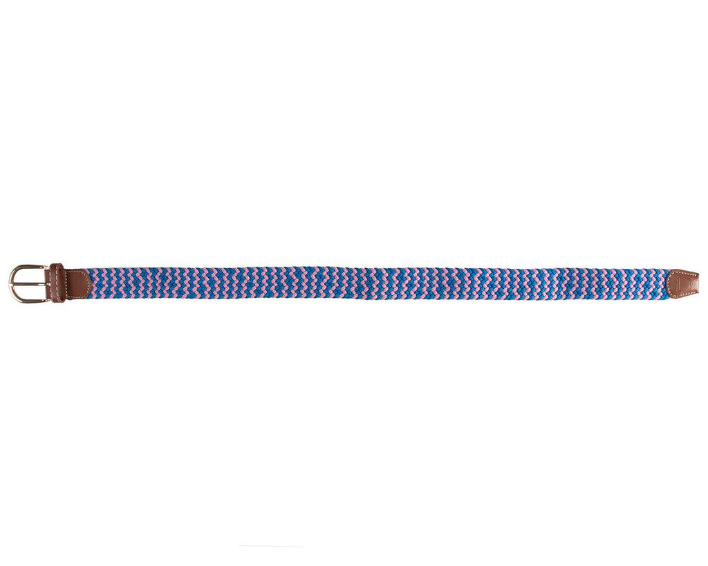  Huntington Braided Equestrian Belt, made from nylon stretch braid and features a brass buckle. It is 3cm wide and designed to be adjustable for a personalized fit. The braided design adds texture and visual interest to the belt