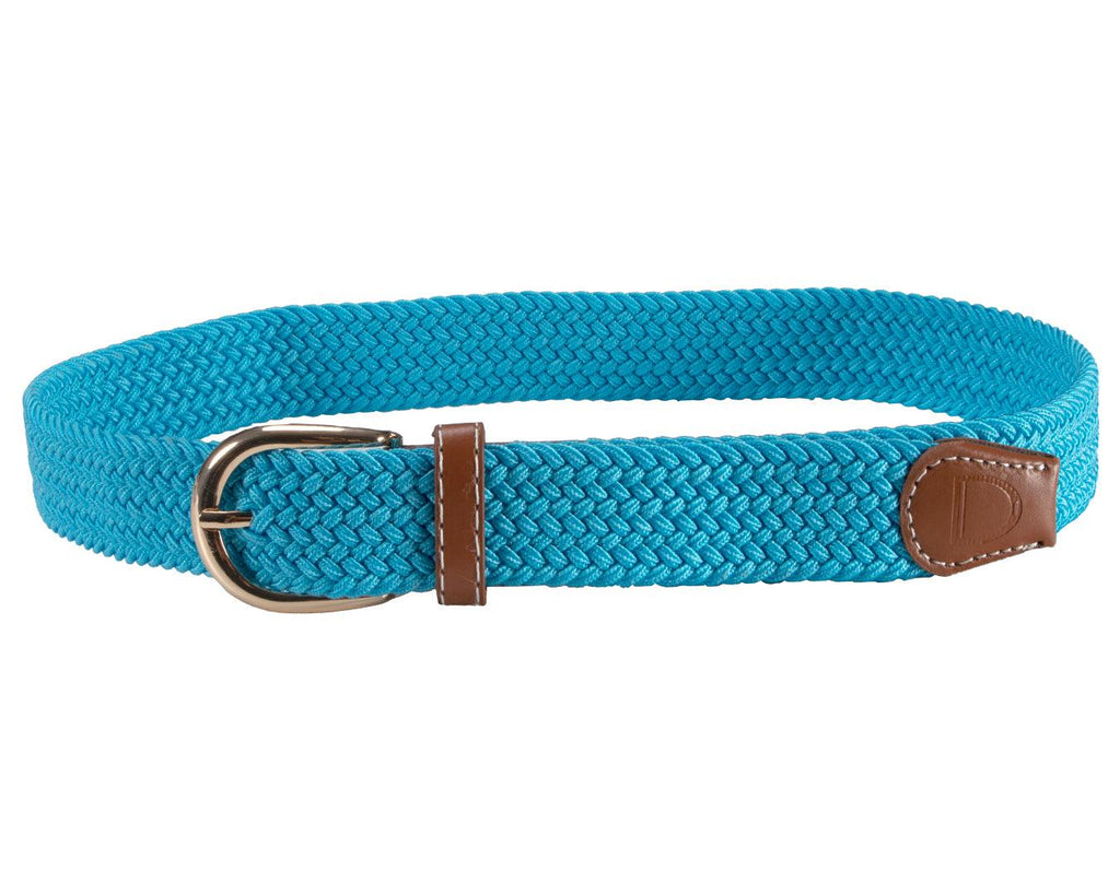  Huntington Braided Equestrian Belt, made from nylon stretch braid and features a brass buckle. It is 3cm wide and designed to be adjustable for a personalized fit. The braided design adds texture and visual interest to the belt