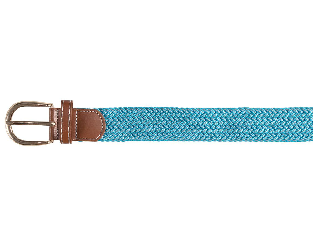  Huntington Braided Equestrian Belt, made from nylon stretch braid and features a brass buckle. It is 3cm wide and designed to be adjustable for a personalized fit. The braided design adds texture and visual interest to the belt