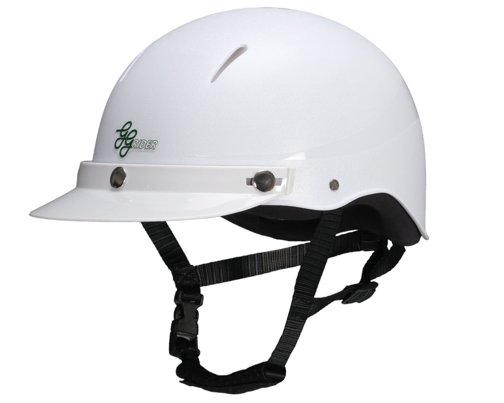 GG Rider Safety Helmet - lightweight white helmet with flow-through ventilation slots perfect for any rider