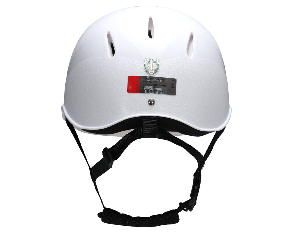 GG Rider Safety Helmet in White with ventilation to keep any rider safe, comfortable and protected