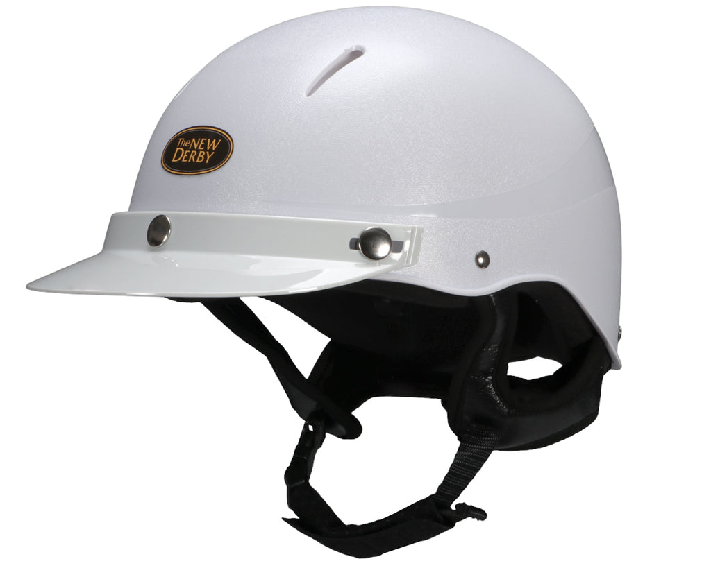 New Derby Safety Helmet - deluxe full deer/doe leather harness and sleeve and is fully adjustable for complete rider comfort and safety