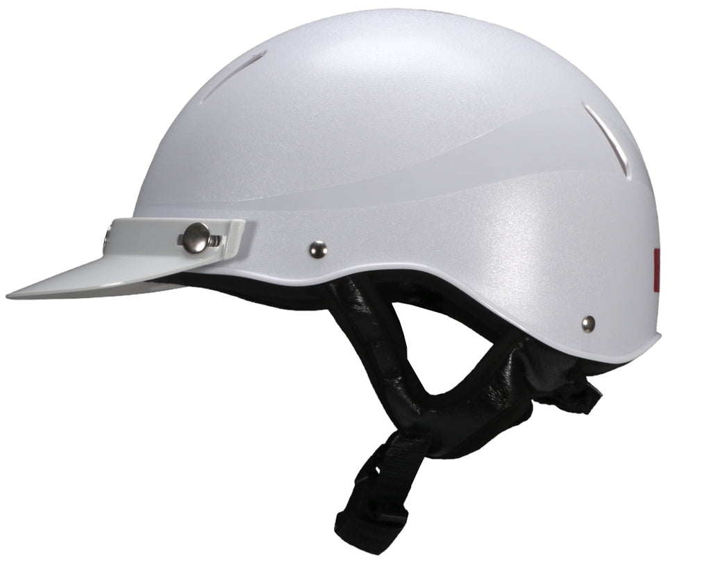 New Derby Safety Helmet - in classic white is favoured by Pony Club Riders for competition and pleasure riding