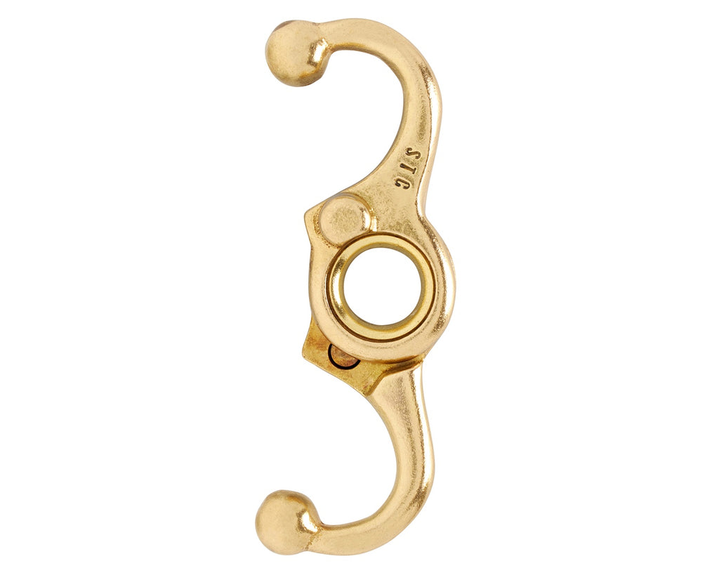 STC Automatic Show Leader - Brass and Aluminum options. Easily released automatic lock. Available in 164.5g (brass) and 64.5g (aluminum). Measures 8cm long and 6.5cm wide. Shop at Greg Grant Saddlery.