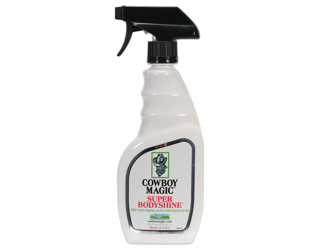 Cowboy Magic Super Bodyshine 473mL -leaves hair with a super shine helps repel show ring dust and dries fast