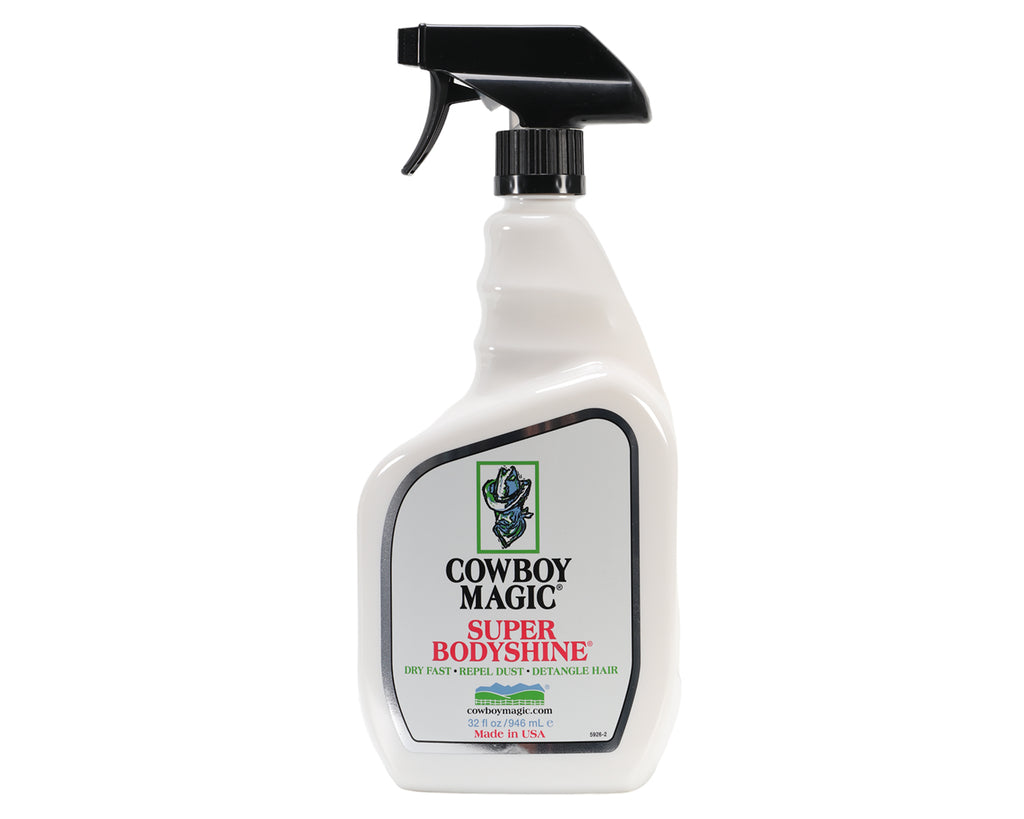 Cowboy Magic Super Bodyshine 946mL - natural shine and dust-repelling aspect that work together to resist the accumulation of dust and dirt, saving grooming time and work