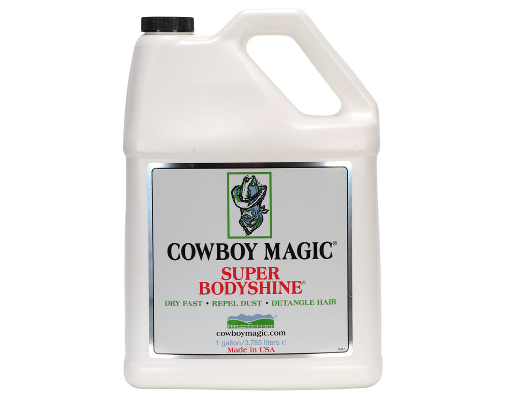 Cowboy Magic Super Bodyshine 3.785L - formulated to reflect a natural prism of show ring light causing hair to shimmer and shine leaving your horse or pony to be looking their best!