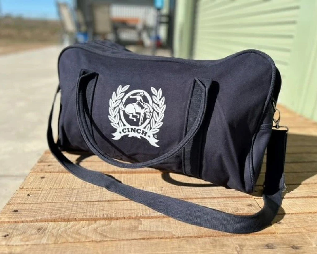 58cm x 35cm x 25cm 50 Litre Capacity. 100% Cotton  Cinch Duffle Bags. Lots of room for all of your Cinch clothes for a weekend get away.  