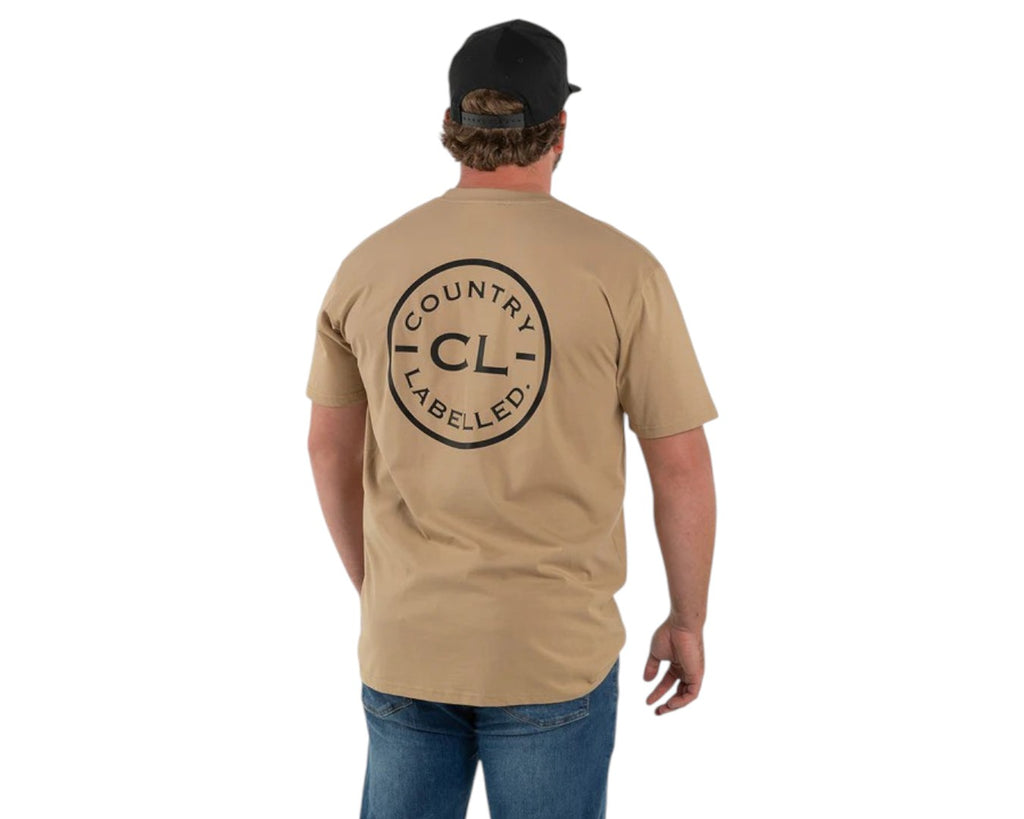 Country Labelled Mens Classic Signature CL Tee - Khaki with Black Logo