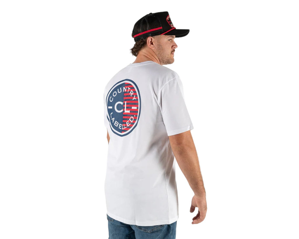 Country Labelled Mens Classic Signature CL Tee - White with Camo Logo