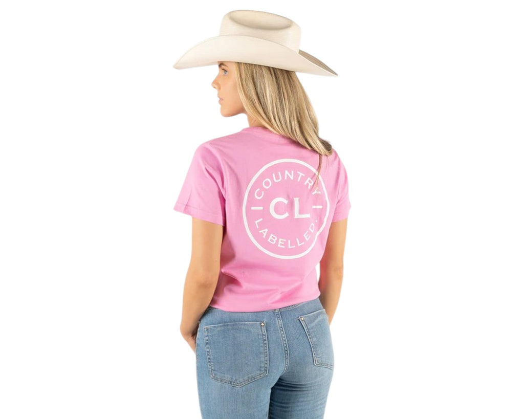 Country Labelled Ladies Classic Signature CL Tee - Bubblegum with White Logo