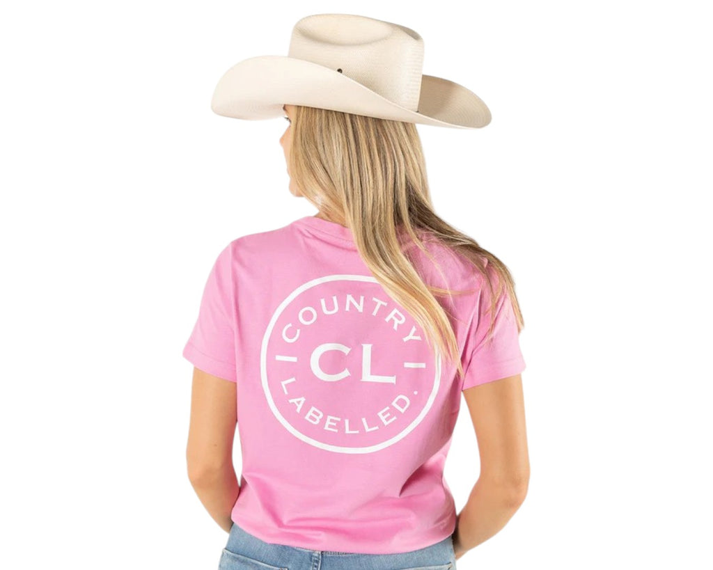 Country Labelled Ladies Classic Signature CL Tee - Bubblegum with White Logo