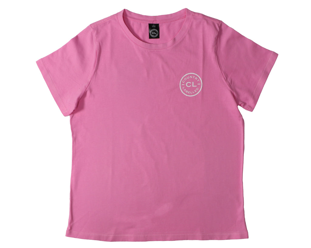 Country Labelled Ladies Classic Signature CL Tee - Bubblegum with White Logo