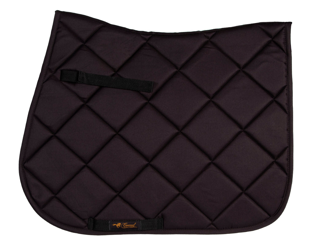 Conrad Basic General Purpose Saddle Pad - A black, contoured saddle pad with traditional quilted design, lightweight and breathable fabric, and a comfortable fit. Available in full size.