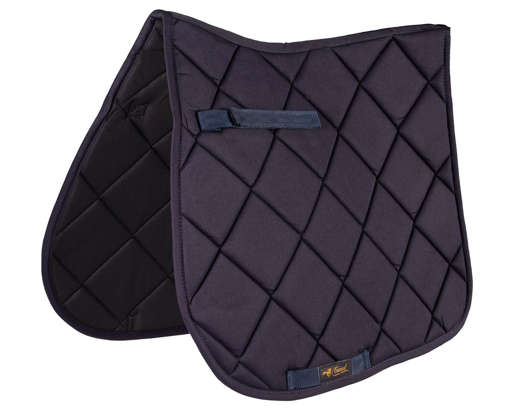  Conrad Basic General Purpose Saddle Pad - A navy, contoured saddle pad with traditional quilted design, lightweight and breathable fabric, and a comfortable fit. Available in full size.