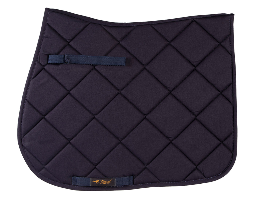  Conrad Basic General Purpose Saddle Pad - A navy, contoured saddle pad with traditional quilted design, lightweight and breathable fabric, and a comfortable fit. Available in full size.
