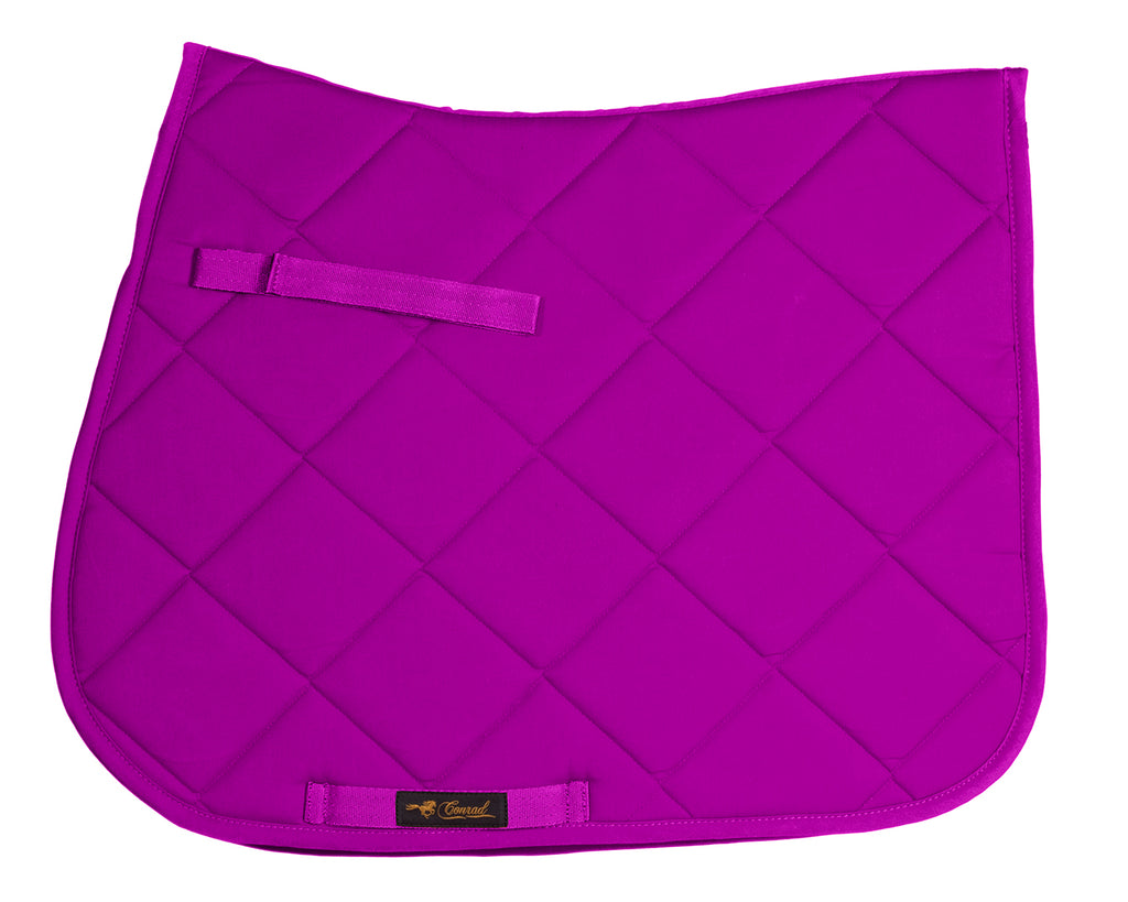  Conrad Basic General Purpose Saddle Pad - A purple, contoured saddle pad with traditional quilted design, lightweight and breathable fabric, and a comfortable fit. Available in full size.