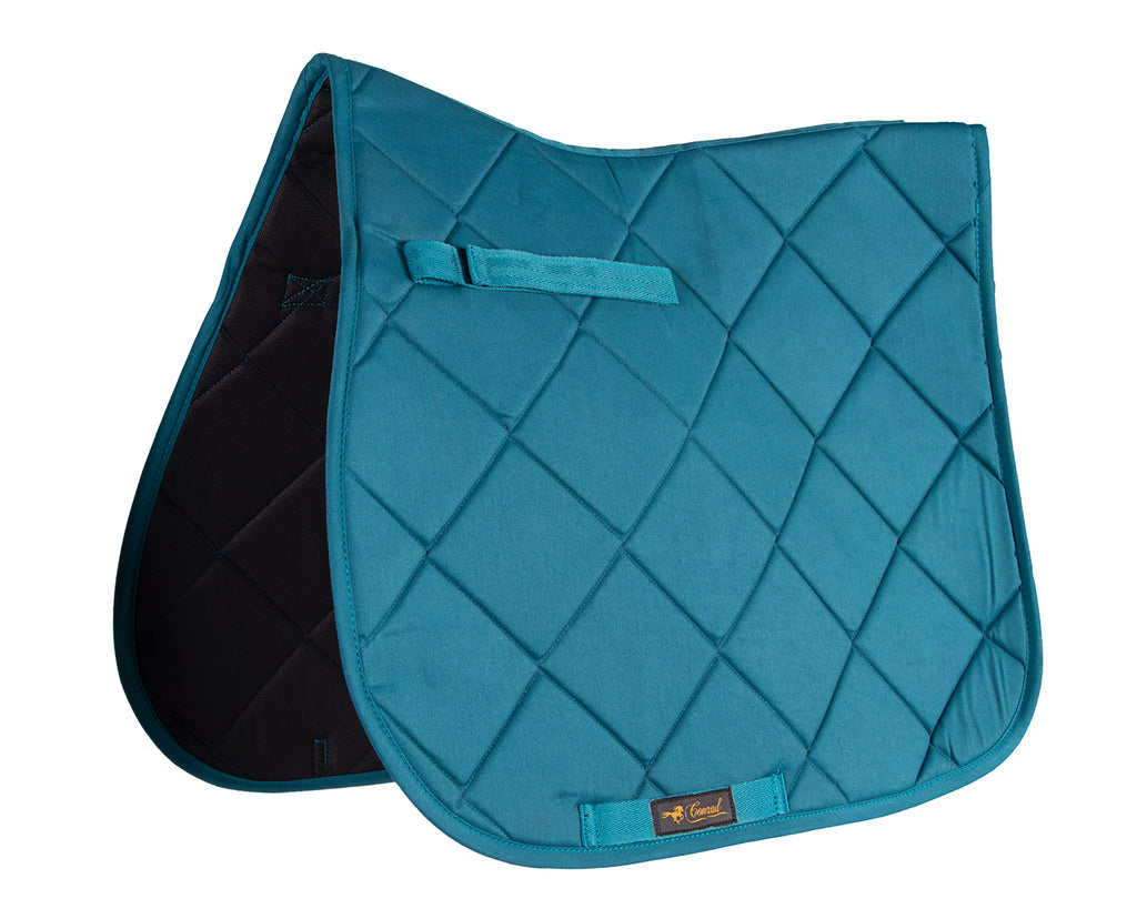  Conrad Basic General Purpose Saddle Pad - A turquoise, contoured saddle pad with traditional quilted design, lightweight and breathable fabric, and a comfortable fit. Available in full size.