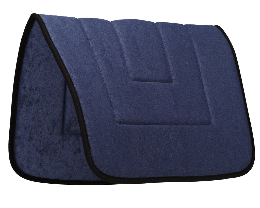 Terry Towel Saddle Pad - Blue with Black Binding