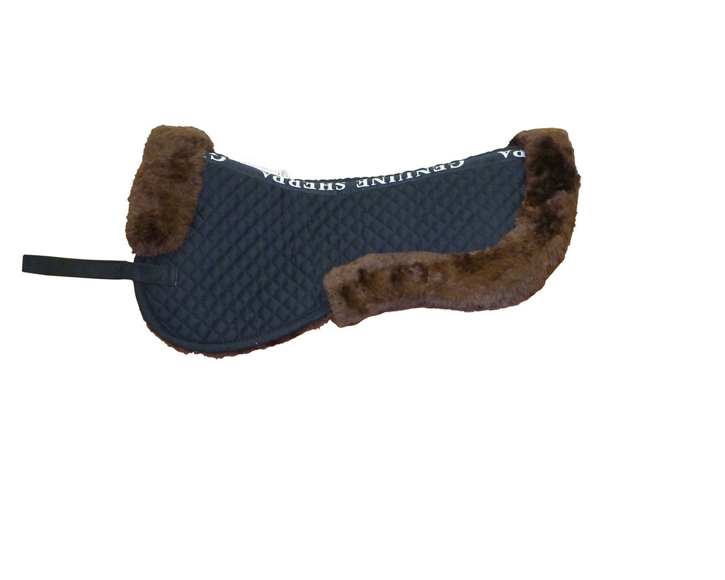 STC Sheepskin Half Numnah: Genuine Sherpa fleece half numnah for horseback riding. Offers breathability, pressure relief, and moisture absorption. Regulates temperature for a comfortable ride. Durable and long-lasting. Measures 60cm length with a 30cm drop. Shop at Greg Grant Saddlery.