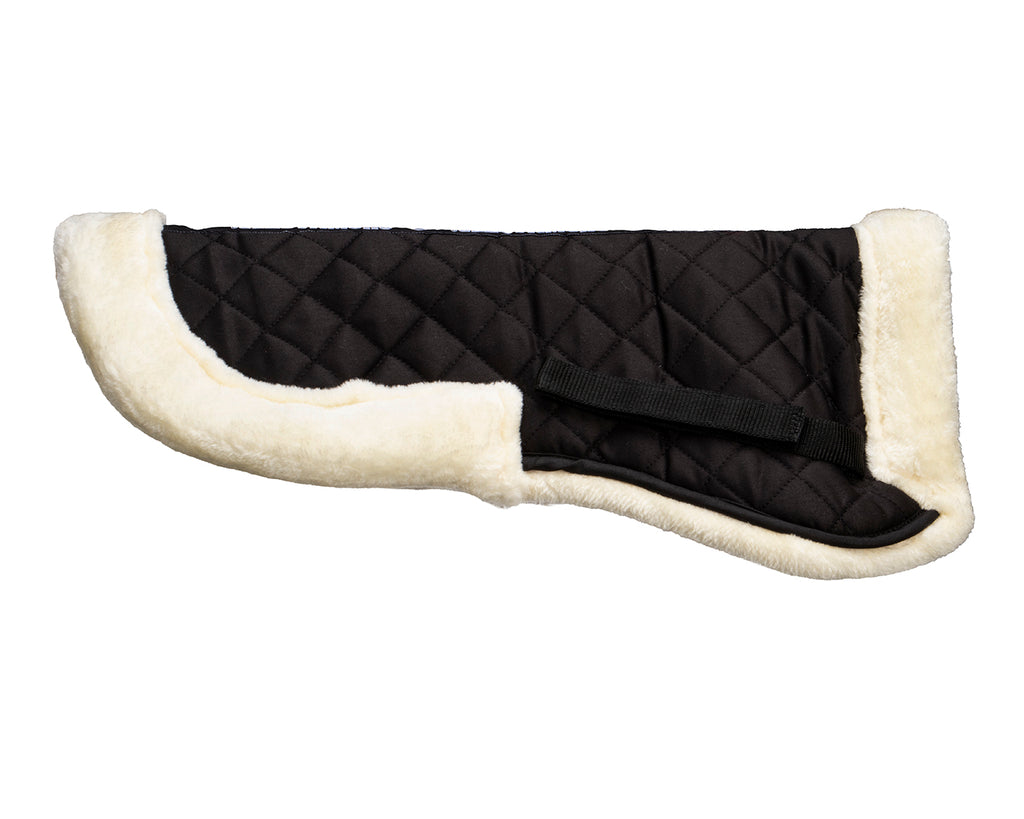 Show Master Fleece Half Numnah - Black with Natural Fleece