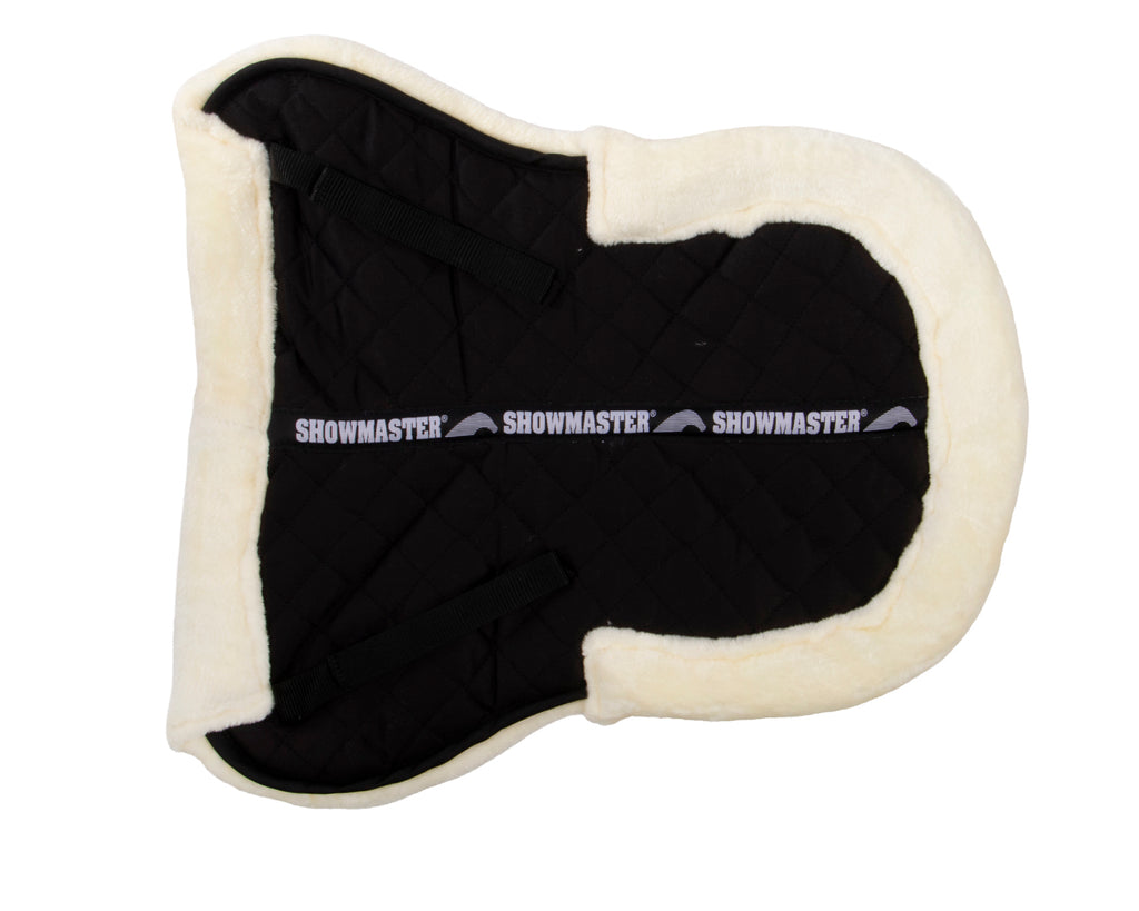 Show Master Fleece Half Numnah - Black with Natural Fleece