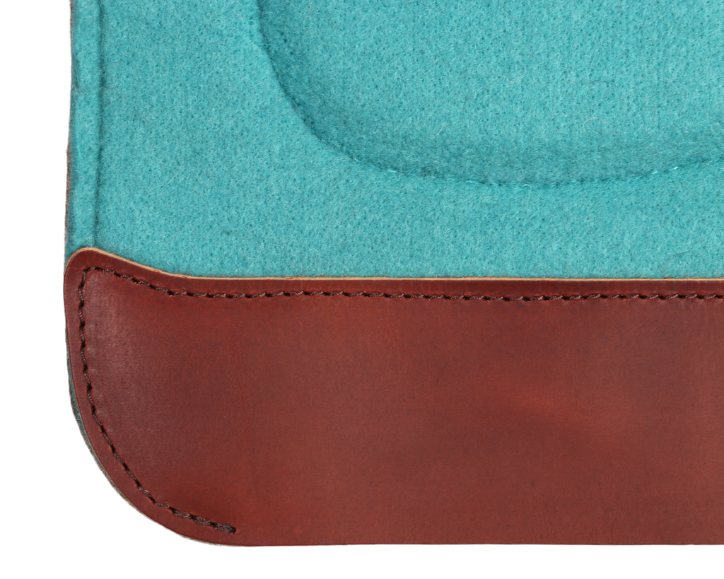 Fort Worth Felt Barrel Pad With Shim Builtup - 30" x 30" in Turquoise