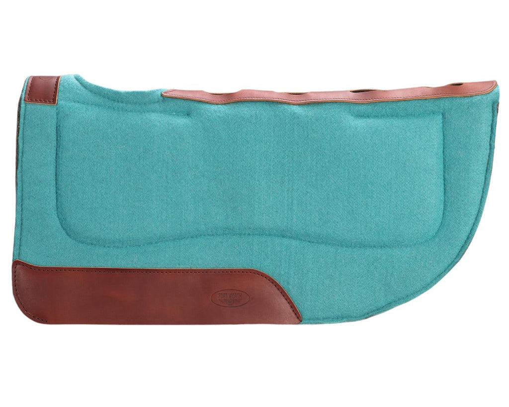 Fort Worth Felt Barrel Pad With Shim Builtup - 30" x 30" in Turquoise