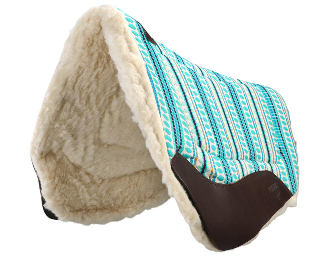 Fort Worth Barrel Contoured Saddle Pad - 28" x 34" in Turquoise