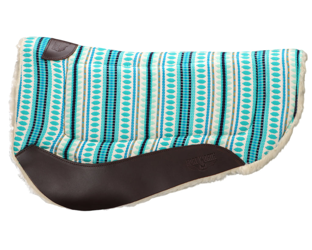 Fort Worth Barrel Contoured Saddle Pad - 28" x 34" in Turquoise