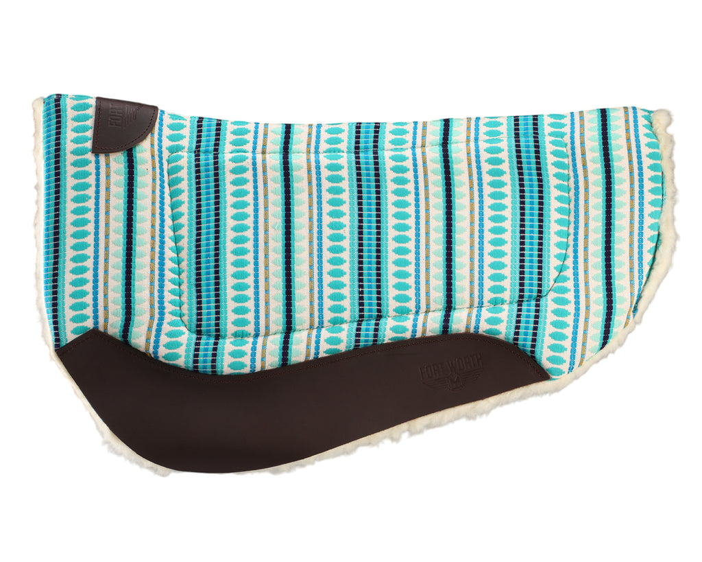 Fort Worth Barrel Contoured Saddle Pad - 28" x 34" Turquoise