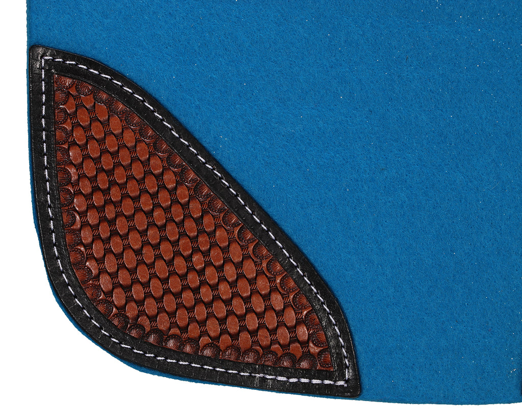 Fort Worth Feather Tooled Felt Saddle Pad - Turquoise