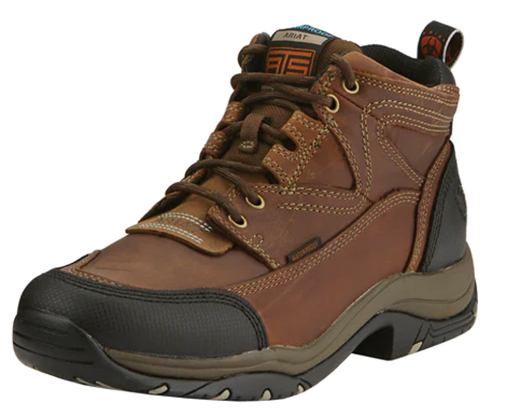 DuraTerrain H20 Mens Boots with Waterproof brown distressed leather and a tough rugged rubber outsole. 