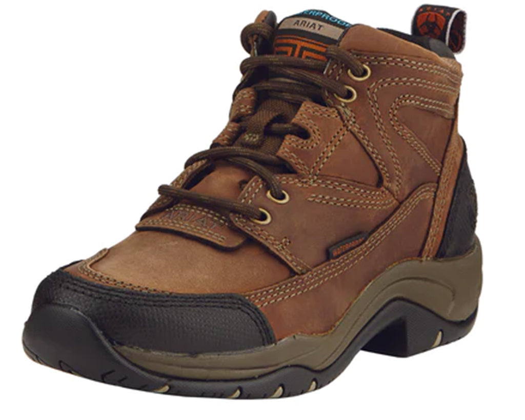DuraTerrain H20 Womens Boots with Waterproof brown distressed leather and a tough rugged rubber outsole.