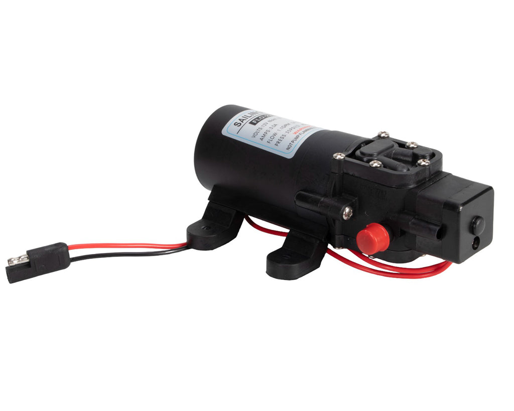 The PortaHot Water Pump, a portable and compact water pump, providing pressurized water in any location. Designed to be used with the PortaHot Portable Tankless Water Heater (sold separately). Features self-priming capability for safe operation, automatically turning on and off with water tap nozzle. Runs on 12V power for versatility. Experience convenient and versatile pressurized water supply with the PortaHot Water Pump