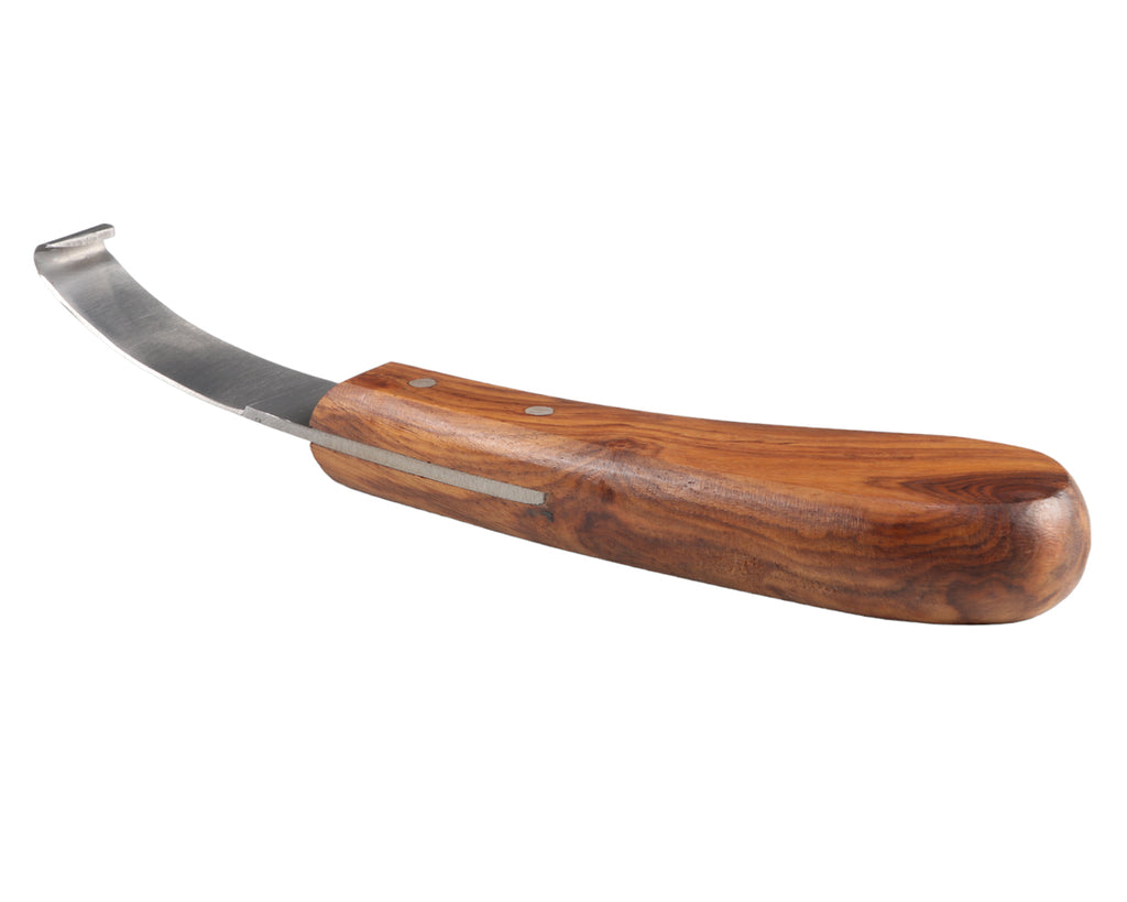 Professional Hoof Knife Single Edge Right Hand with Wooden Handle, used by Farriers to trim horse's and pony's hooves