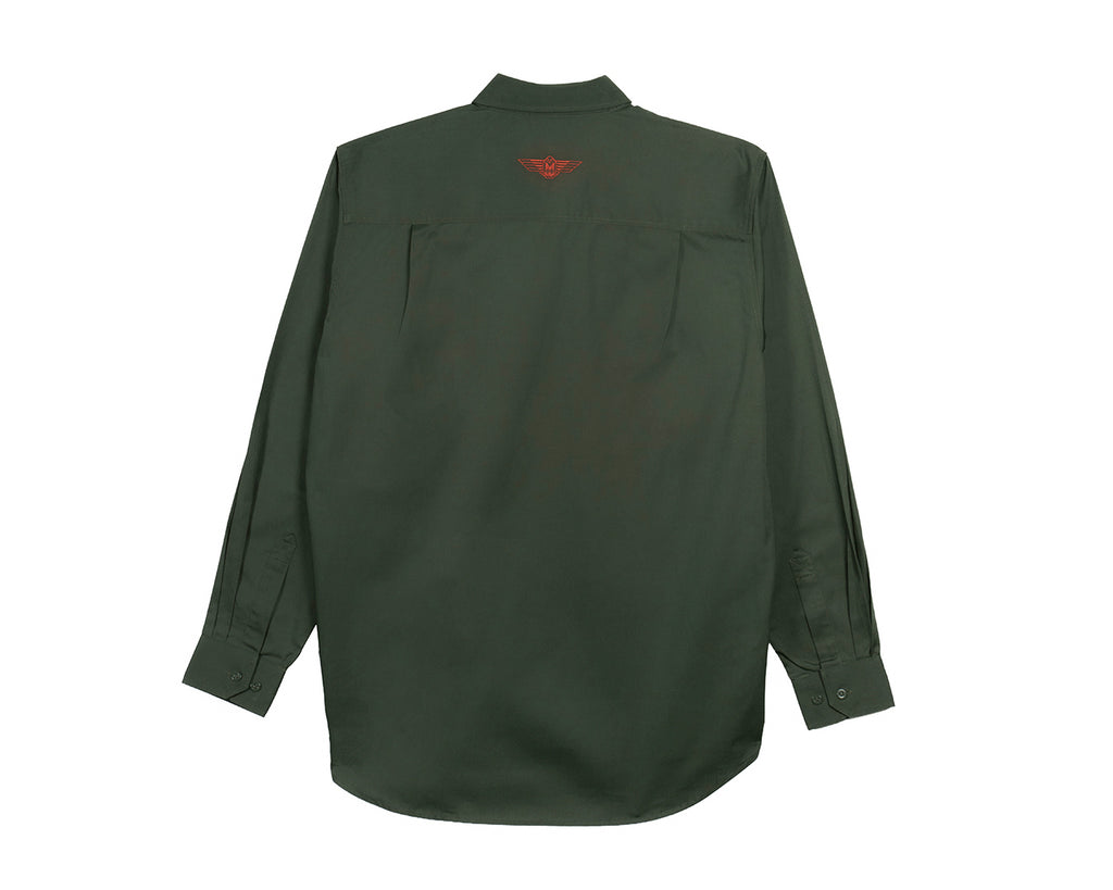 Fort Worth Men's Half Button Work Shirt in Deep Green