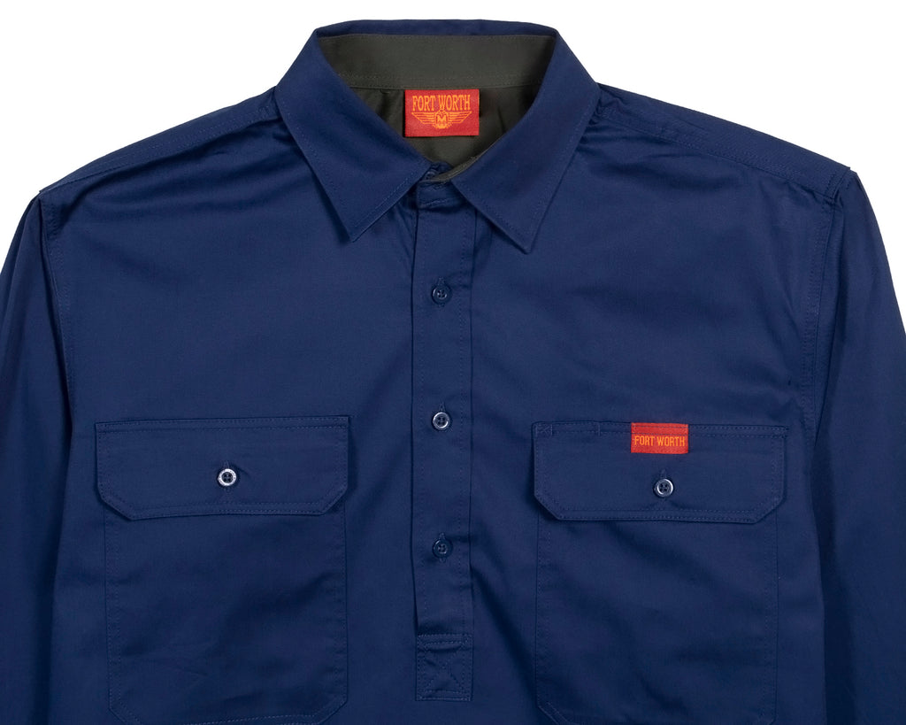 Fort Worth Men's Half Button Work Shirt in Navy