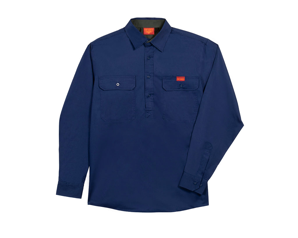 Fort Worth Men's Half Button Work Shirt in Navy