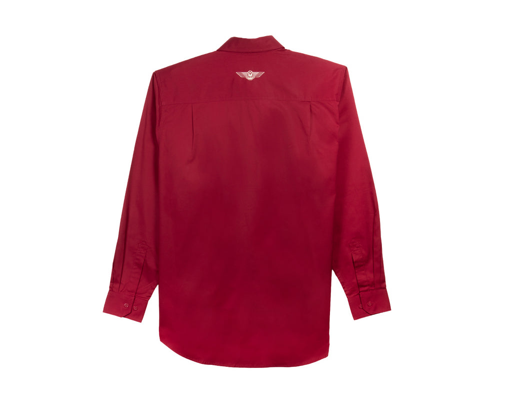 Fort Worth Men's Full Button Work Shirt in Burgundy