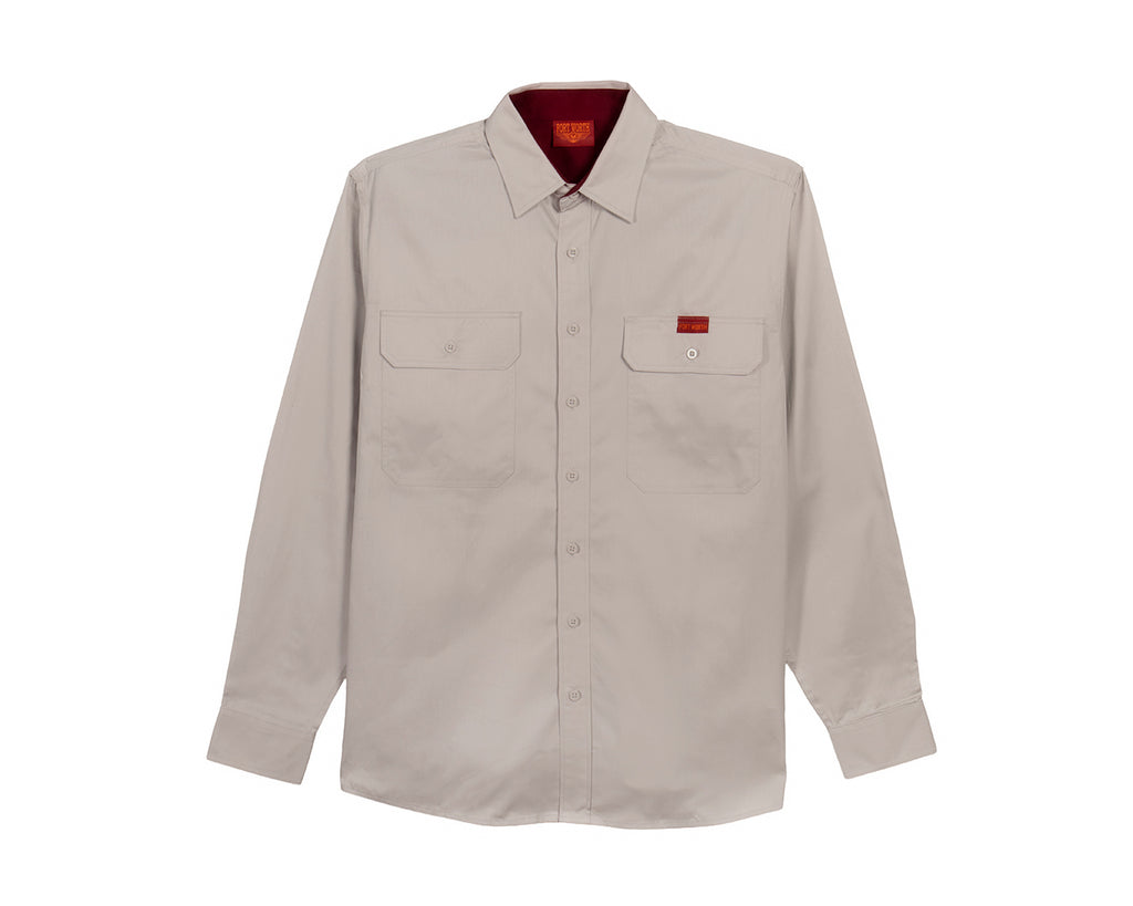 Fort Worth Men's Full Button Work Shirt in Stone
