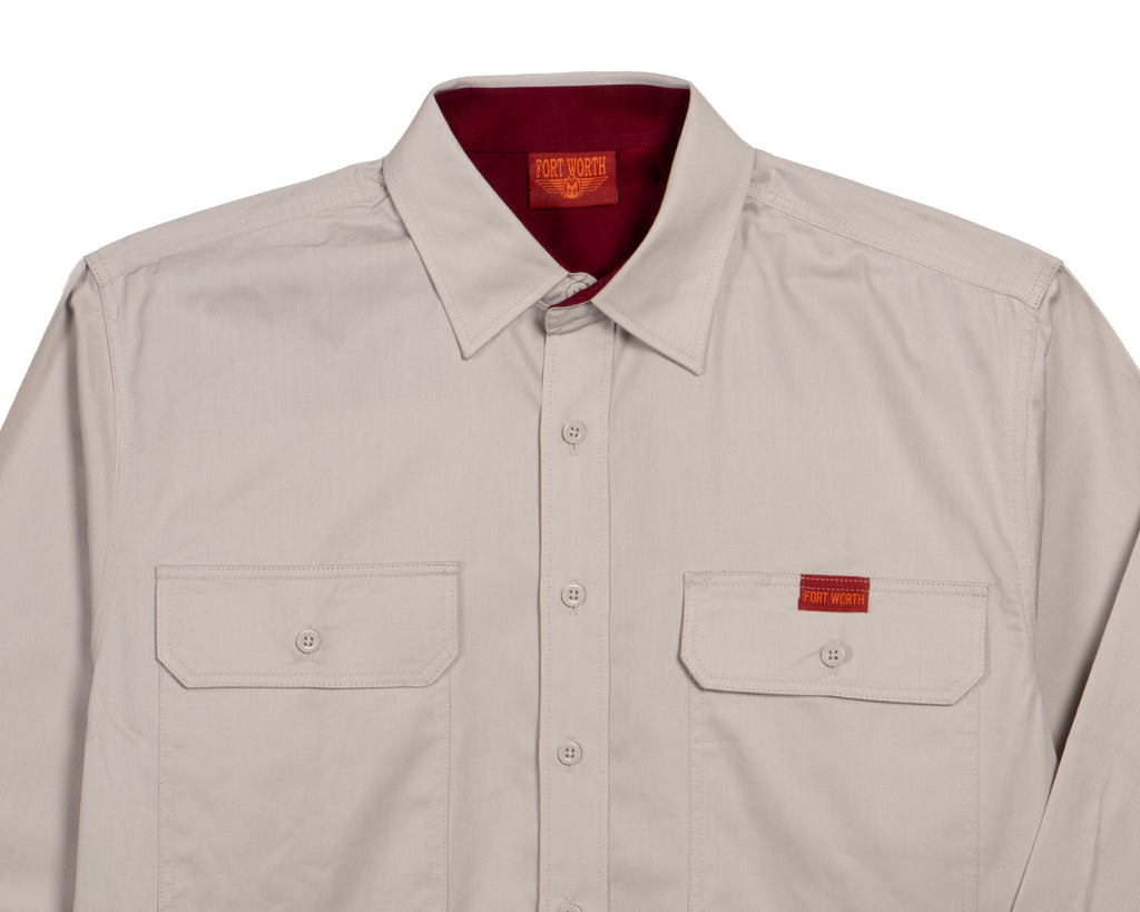 Fort Worth Men's Full Button Work Shirt in Stone