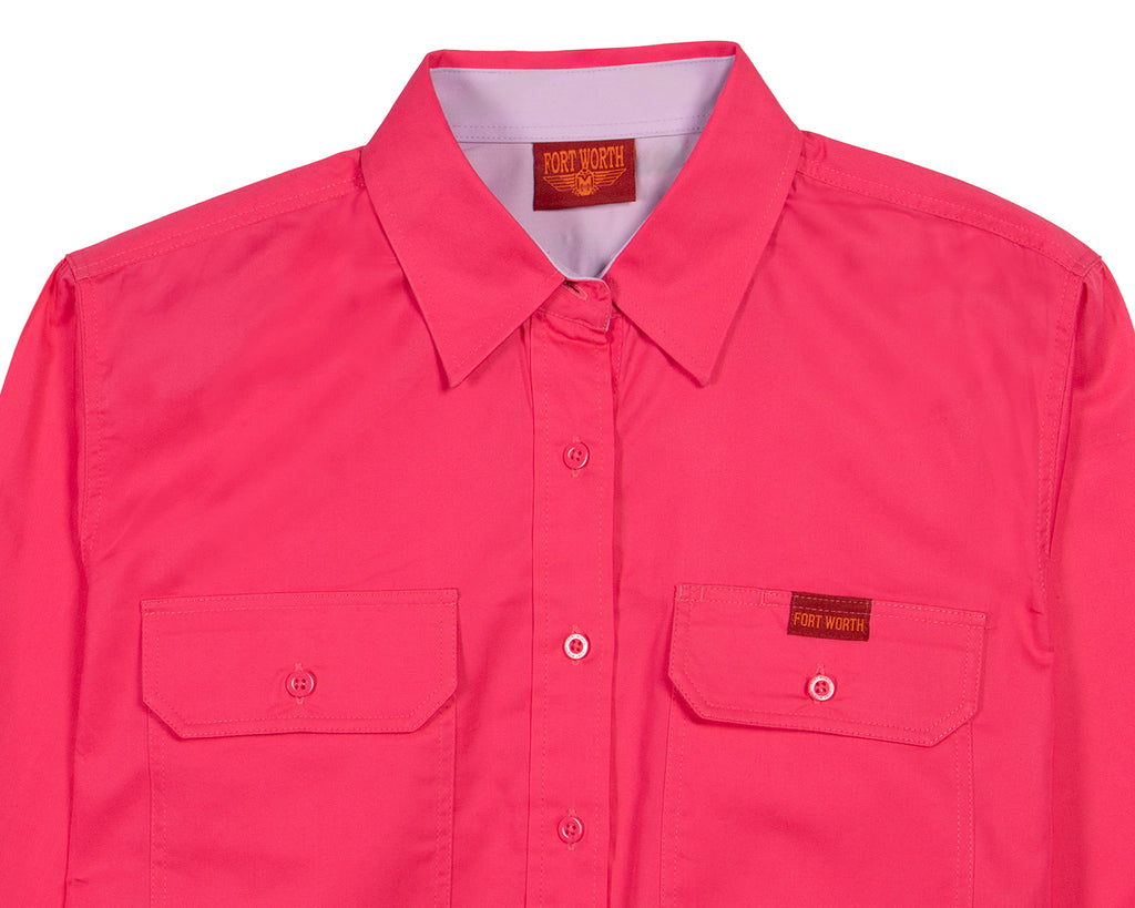 Fort Worth Women's Half Button Work Shirt in Melon/Lavender
