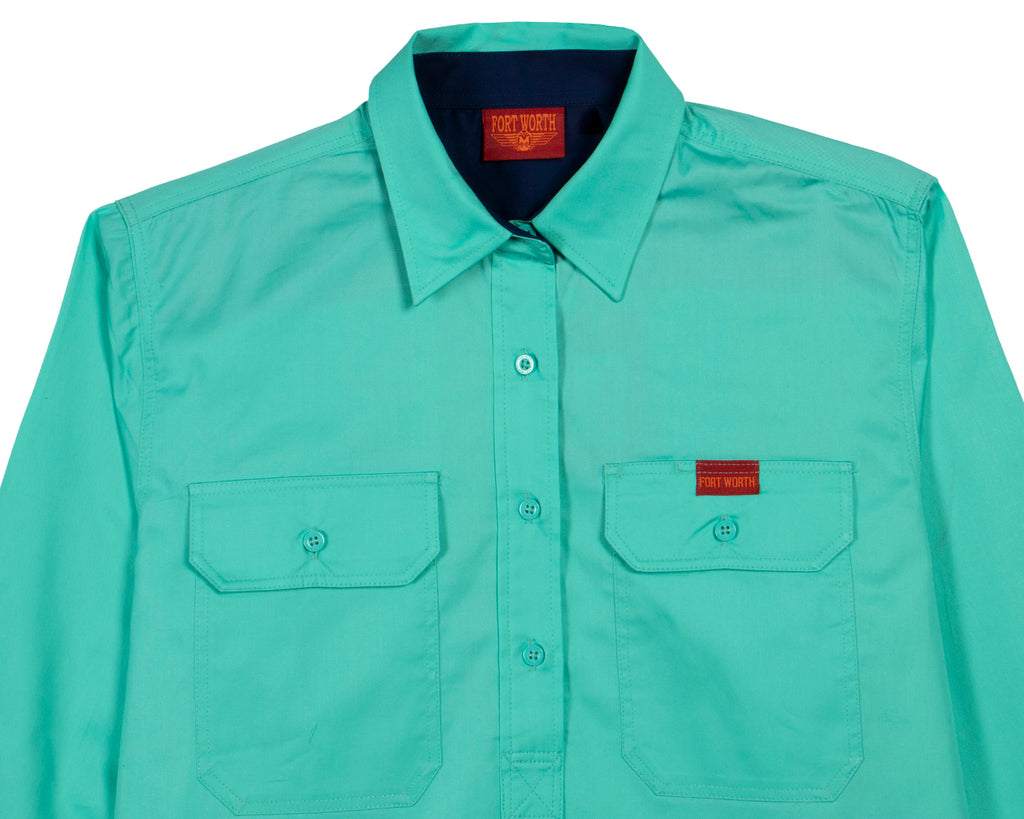 Fort Worth Women's Half Button Work Shirt in Pool/Navy